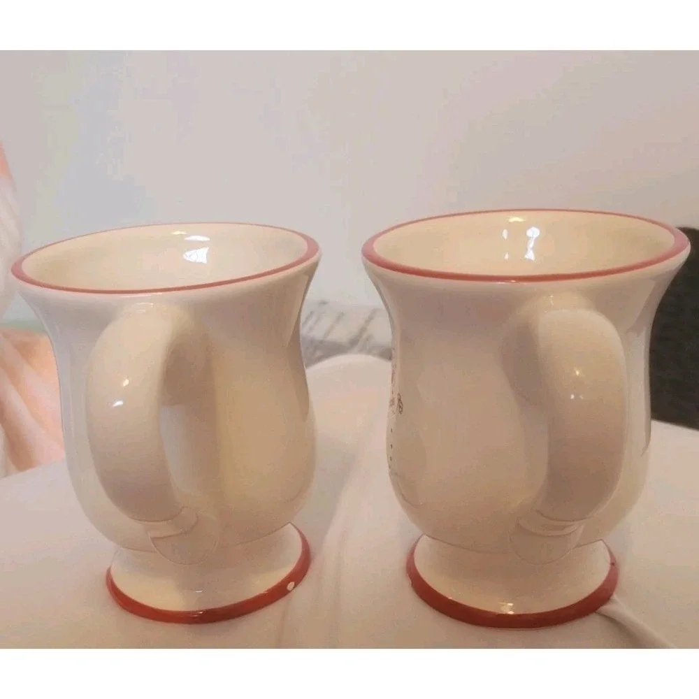 Williams‎ Sonoma Discontinued Snowmen Chef Mug Set of 2 Red Apron Coffee Cups